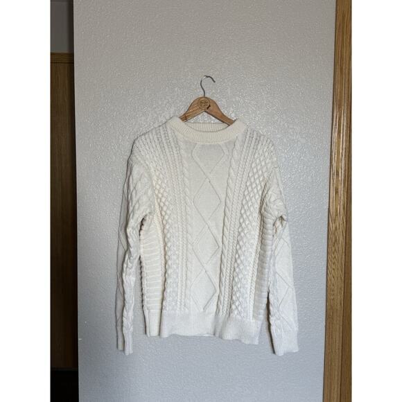 Aelfric Eden Retro 90s Cable Knit Sweater Medium Ivory Fisherman - Picture 1 of 5